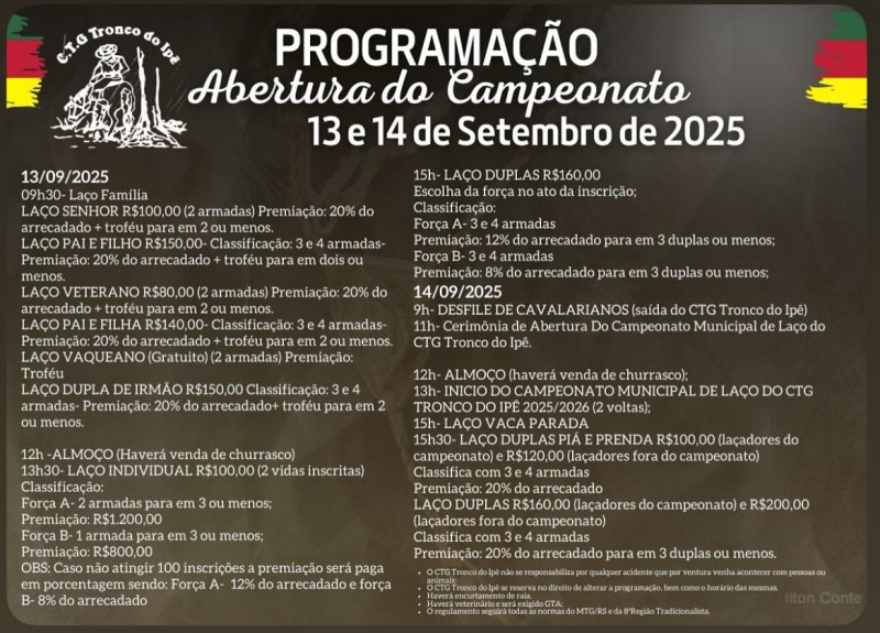 Foto Abertura do Campeonato Municipal de Laço - CTG Tronco do Ipê